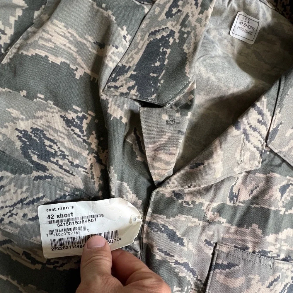 Military ABU Field Coat Mens 42 Short Gray Digital Tiger Stripe Camo Jacket - Picture 2 of 7